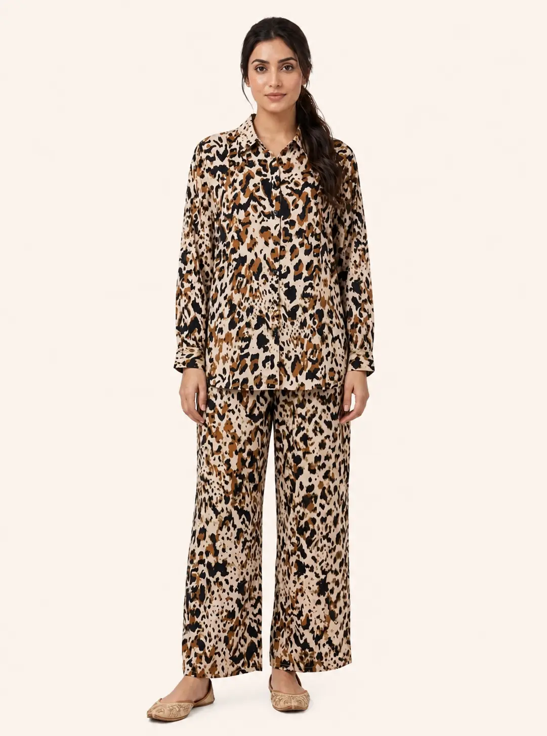 Leopard Print Shirt & Trouser Co-ord Set