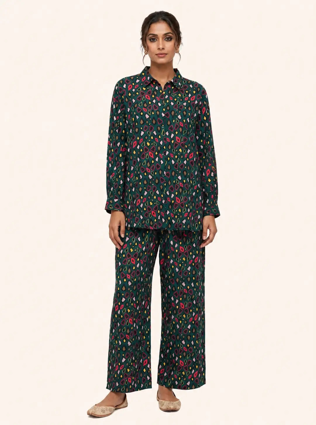 Emerald Multicolor Print Shirt & Trouser Co-ord Set
